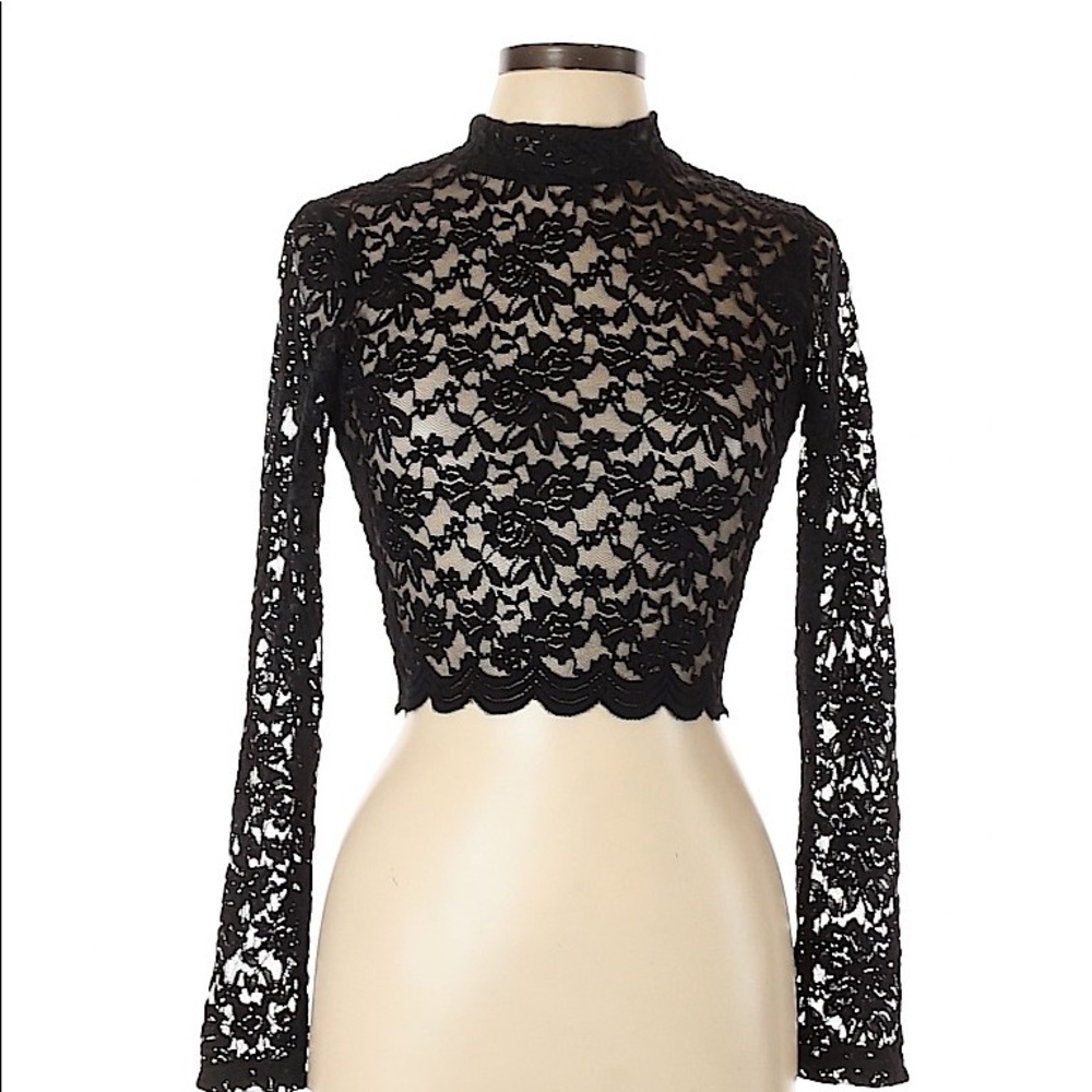 Forever 21 Lace Mock Turtleneck Top...Sz: Large